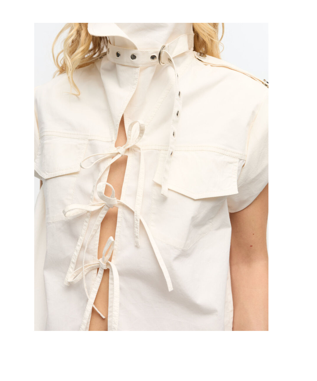 Ganni Off-white Stretch Cotton Blouse