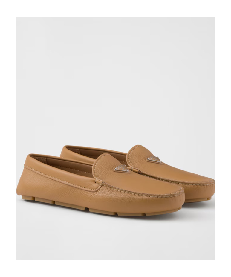 Prada Logo Details Loafers In Neutral Color