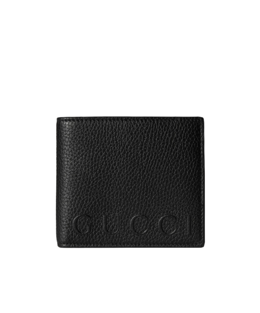 Gucci Black Bi-fold Wallet In Grained Leather Men In Black