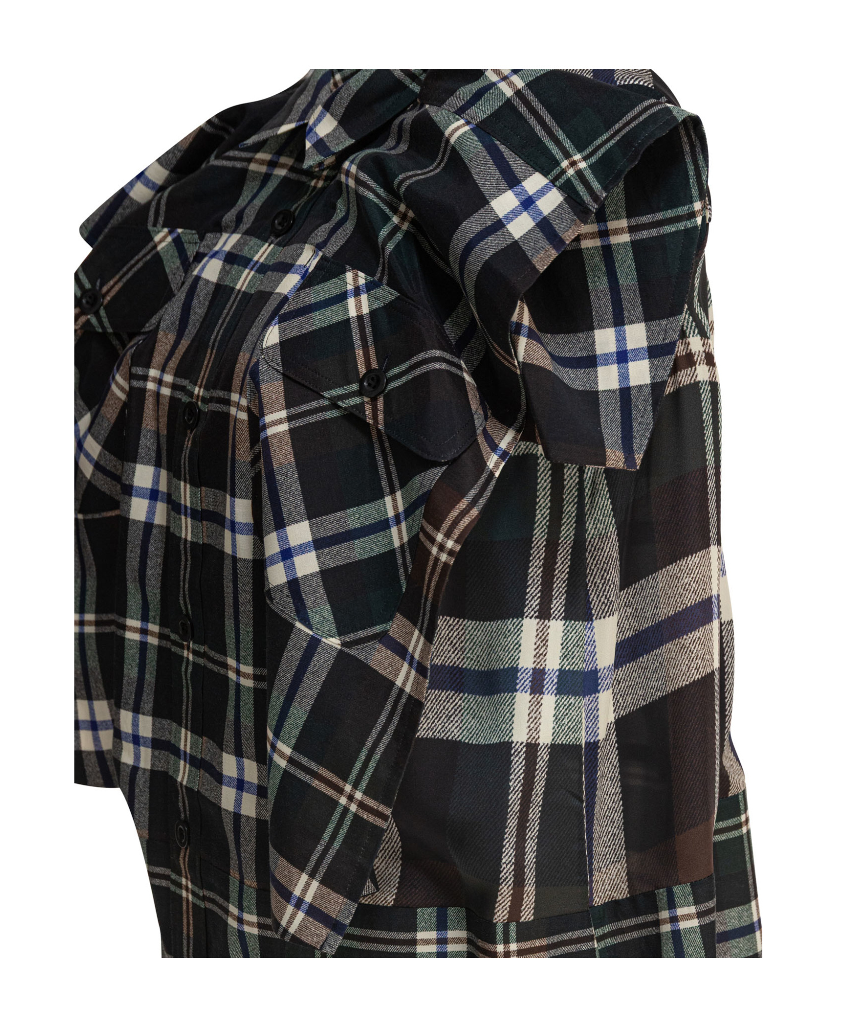 Sacai Dress Plaid Pattern Chest Pockets In Black