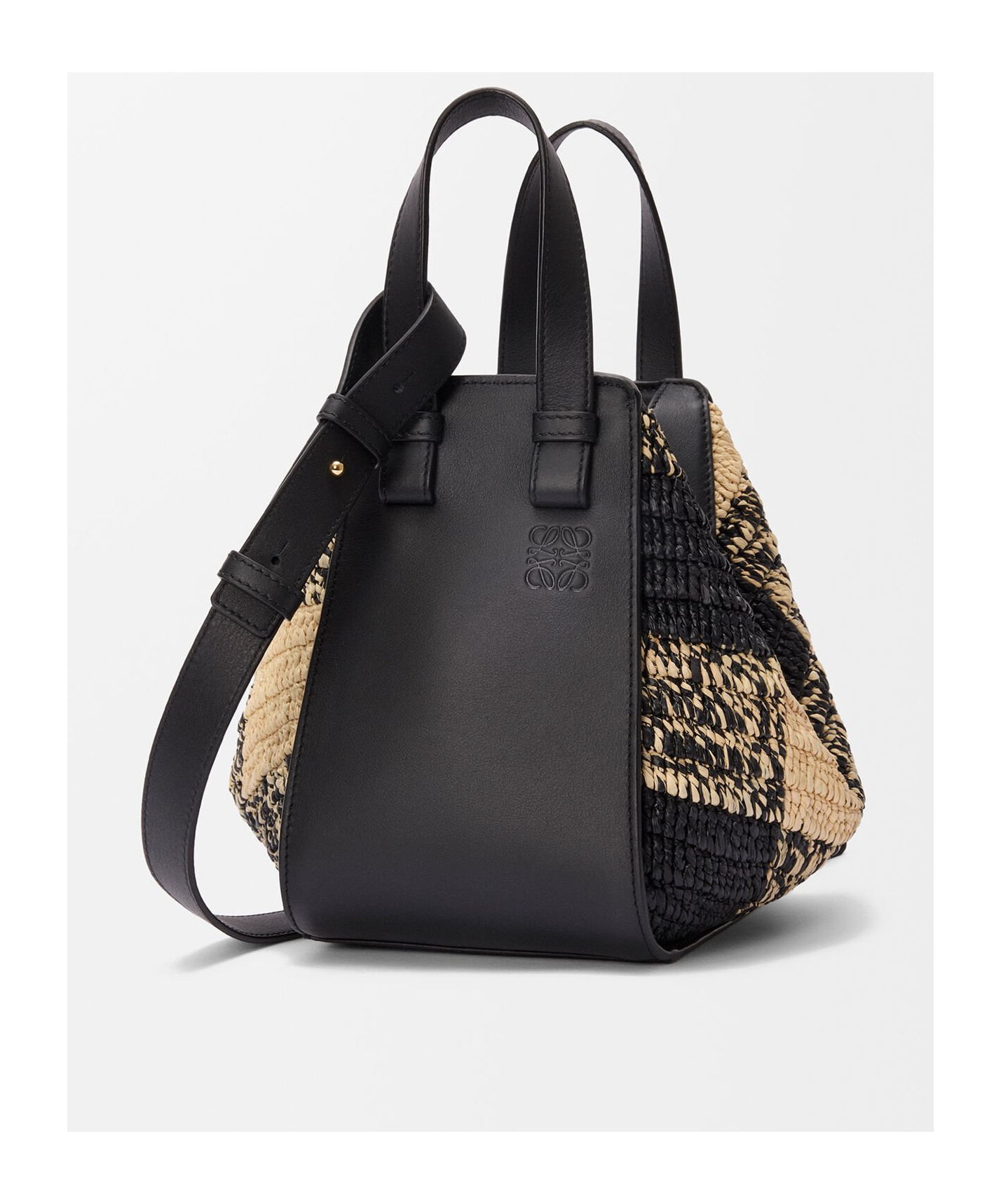 Loewe Hammock Top-handle Bag In Gingham Raffia In Multi