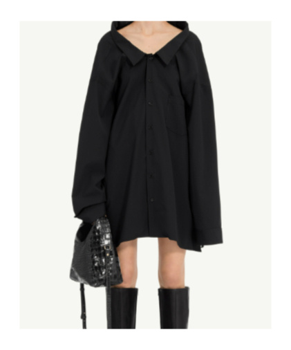 Mm6 Maison Margiela Long-sleeve Shirt Dress In Black