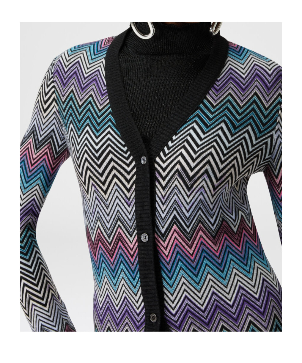 Missoni Crochet-knit Wool Cardigan In Multicolor