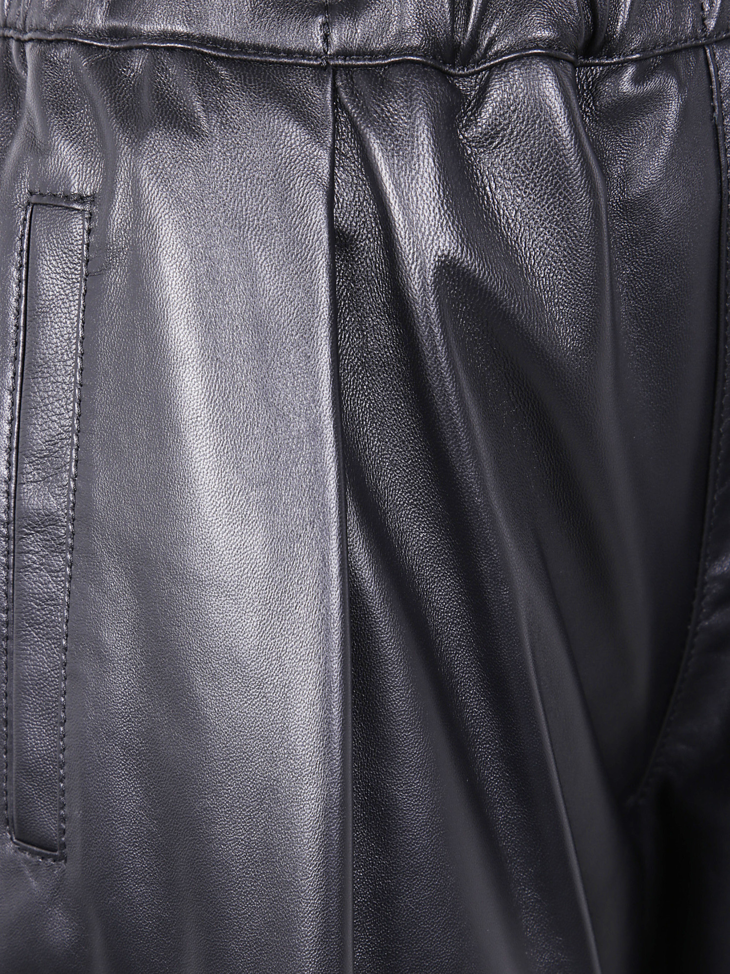 Semicouture Wide Leg Faux Leather Trousers In Black