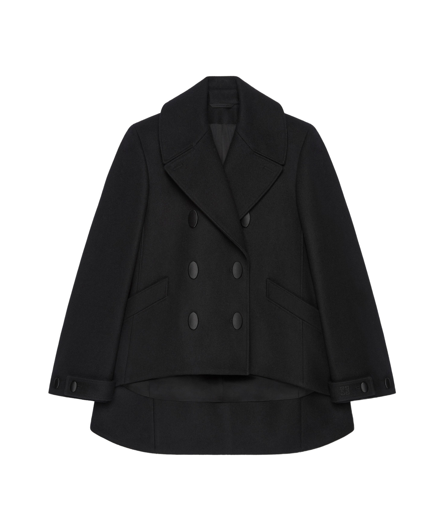 Givenchy Short Cut Wool Coat In Black
