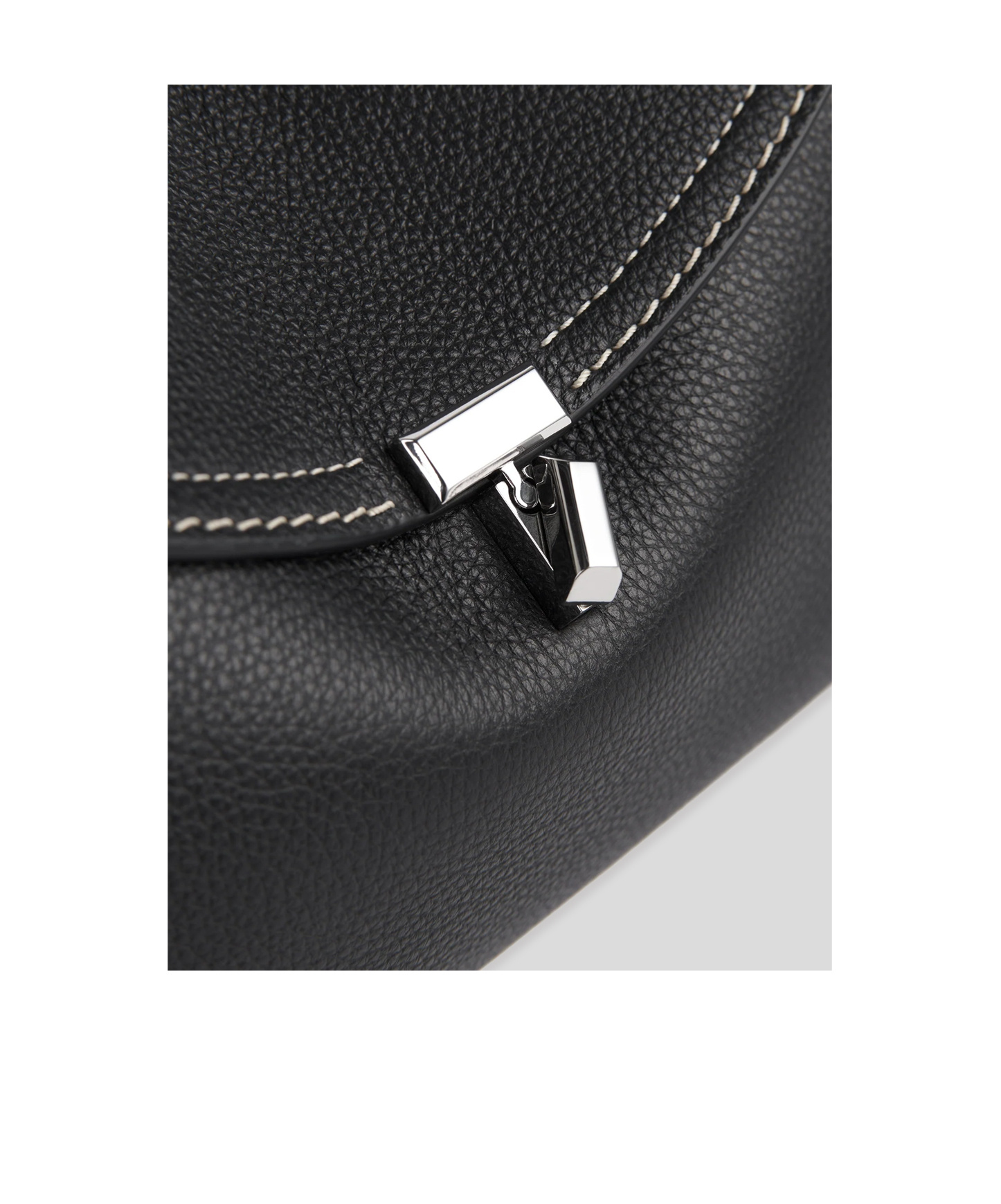 Totême Logo Plaque Foldover Top Handle Bag In Black