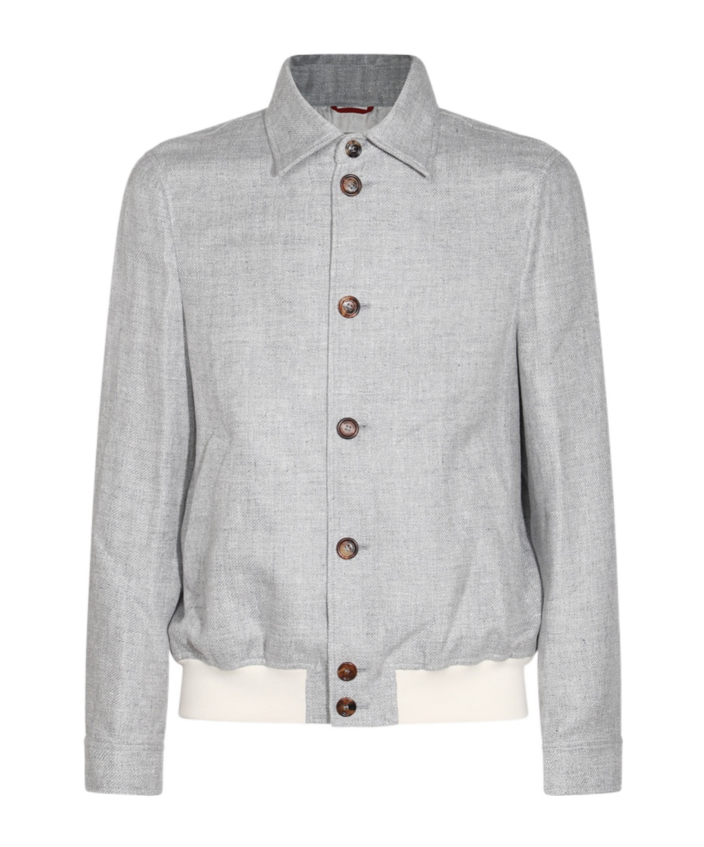 Shop Brunello Cucinelli Mélange-effect Bomber Jacket In Gray
