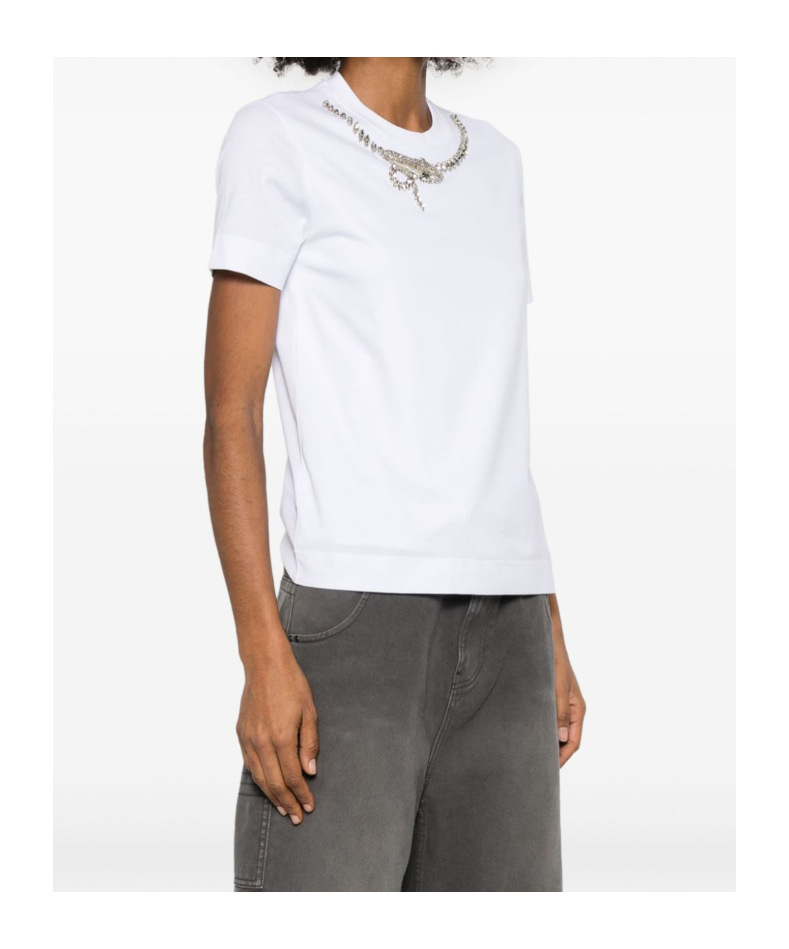 Givenchy Slim Fit T-shirt In Cotton With Crystals Snake In White
