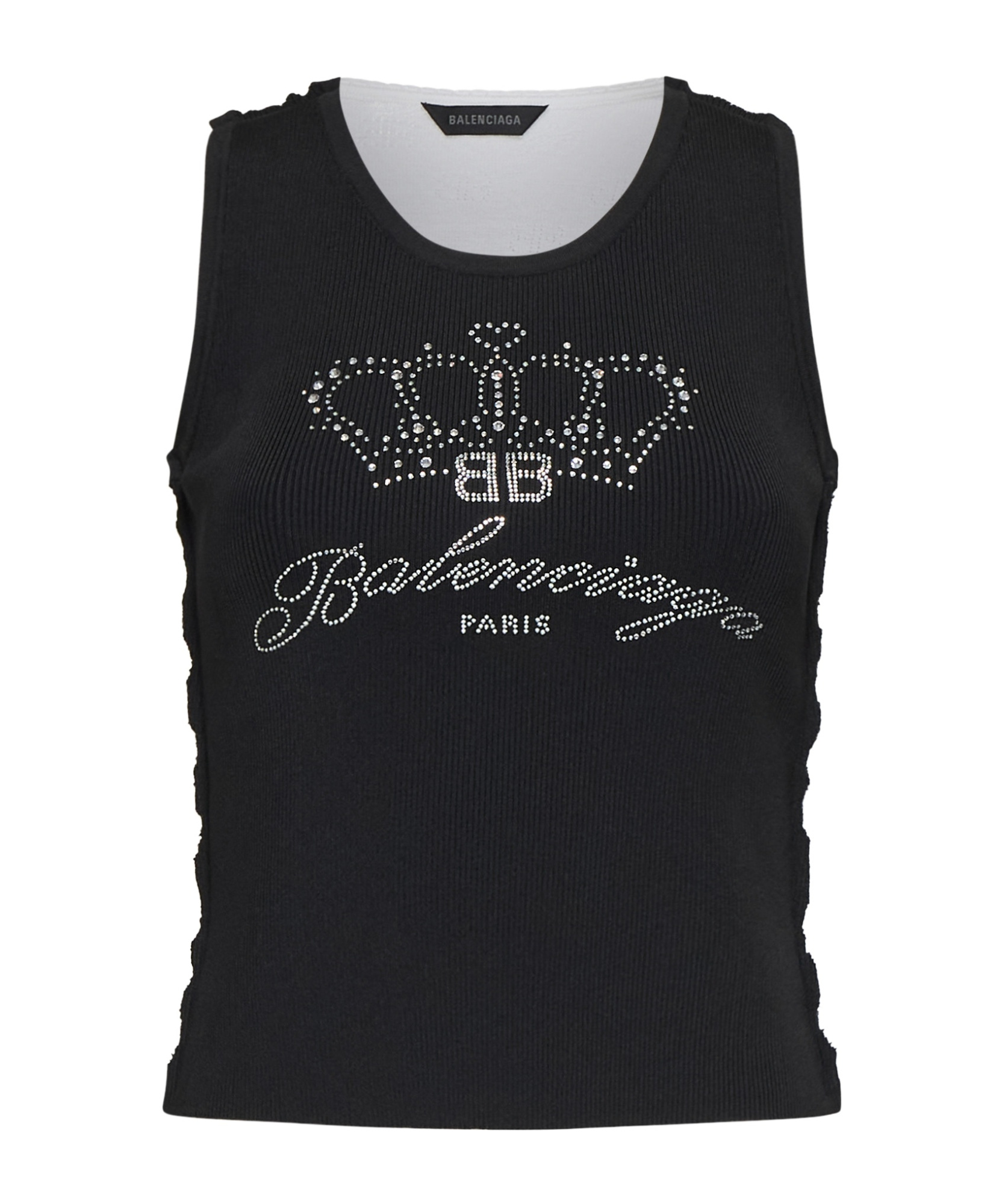Balenciaga Rhinestone Embellished Top In Black