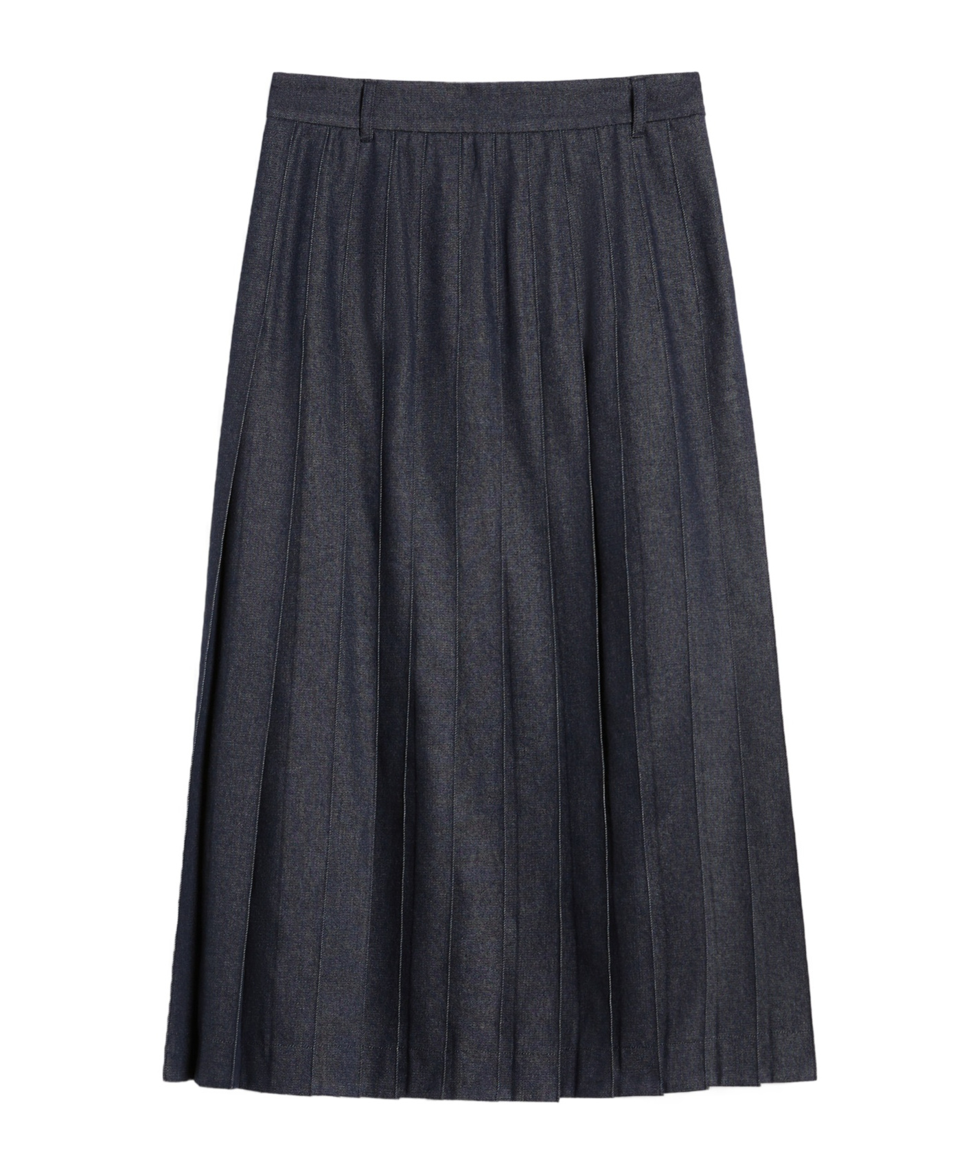 Shop Max Mara Denim-effect Pleated Cotton Skirt In Black