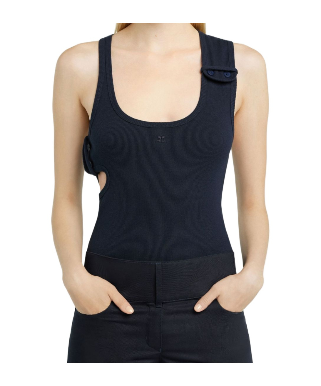 Shop Courrèges 90's Rib Tank Top In Black