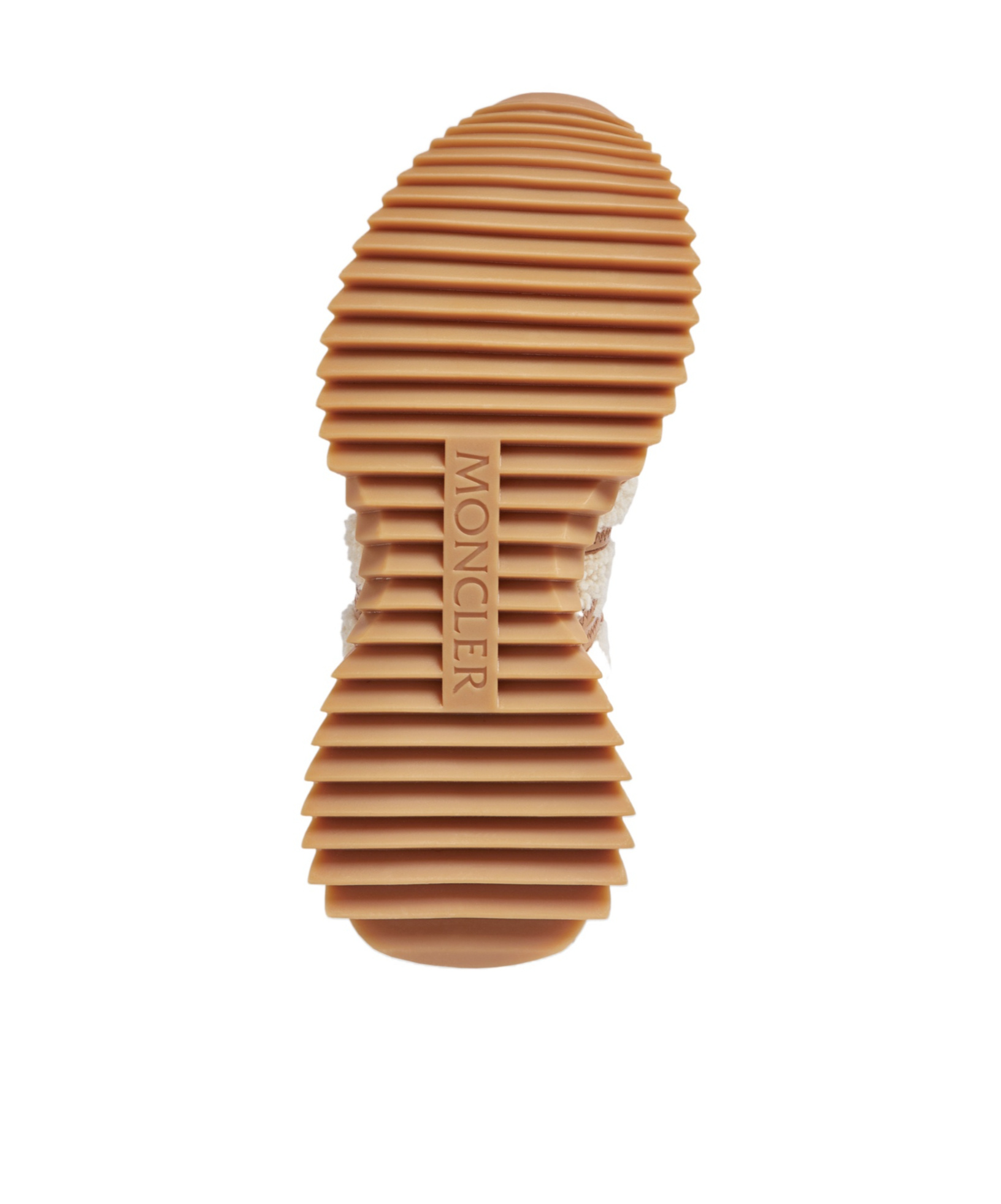 Moncler Pacey Shearling-trimmed Leather Sneakers In Nude