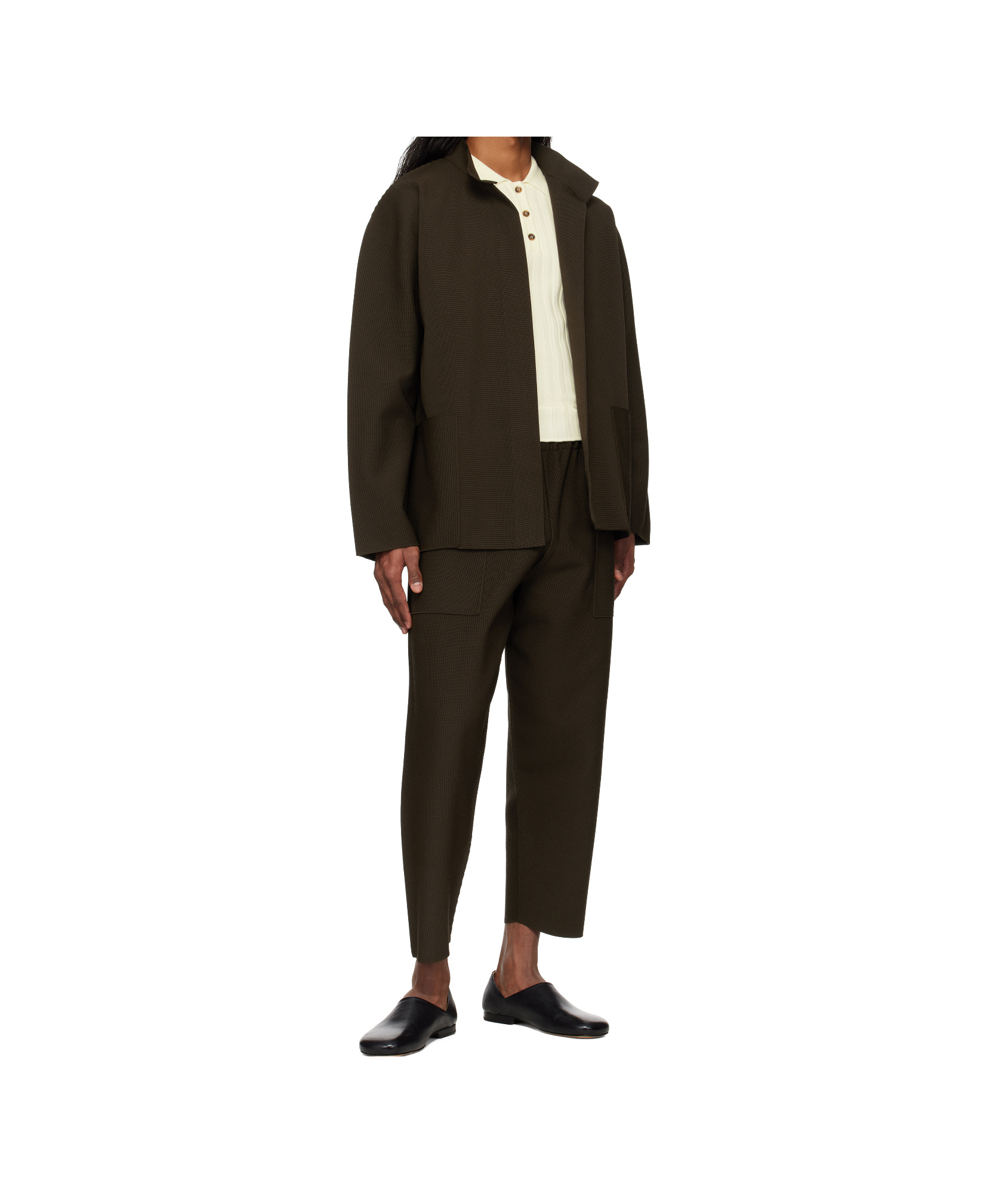Shop Issey Miyake Lapel Long Sleeve Casual Jacket