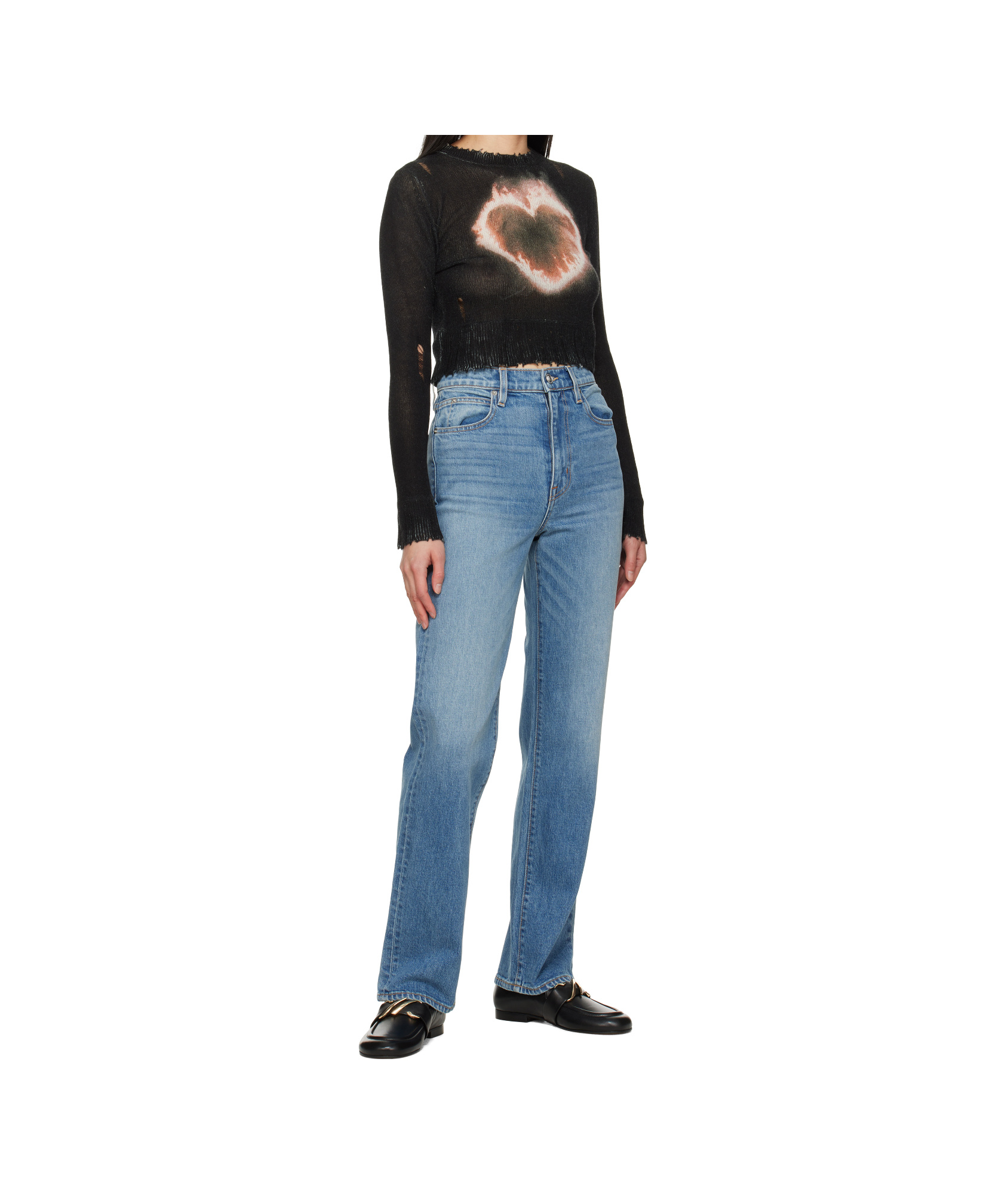 Slvrlake Grace High Waist Raw Hem Wide Leg Jeans In Blue