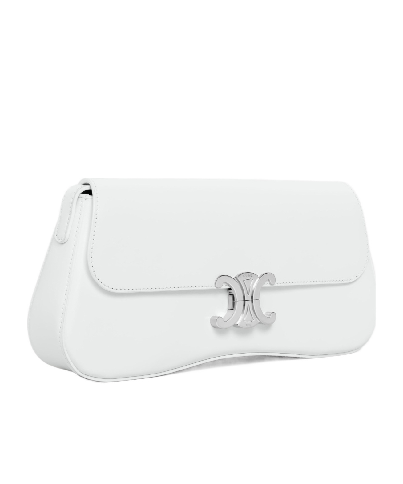 Celine Medium Lola Bag In Shiny Calfskin In White