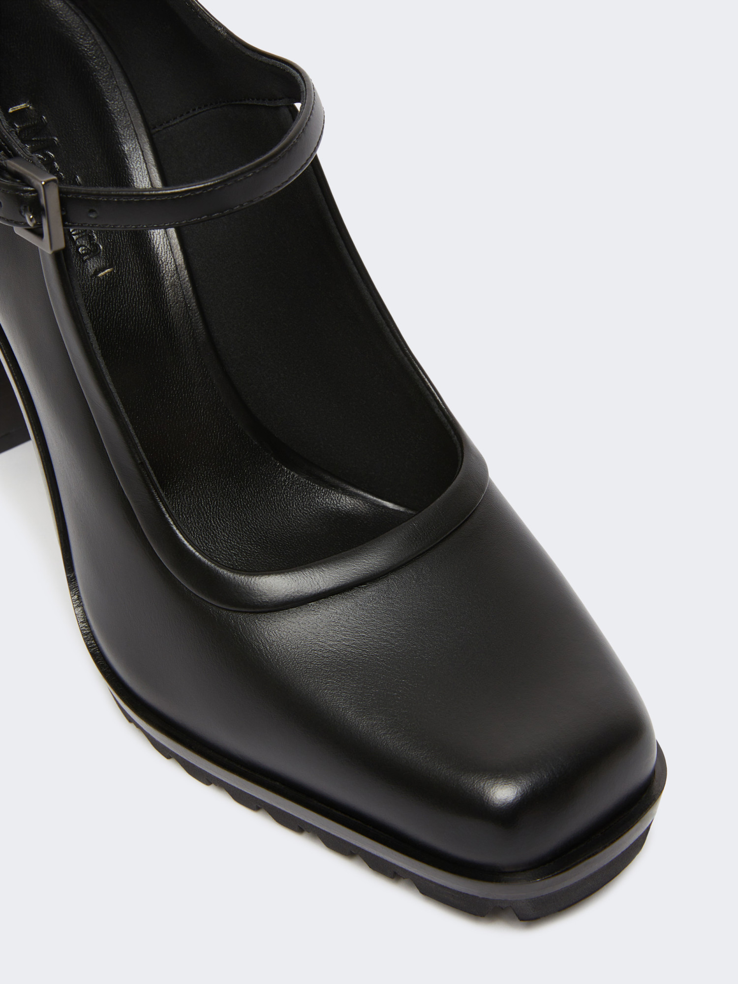 Max Mara Mary Janes In Leather In Black
