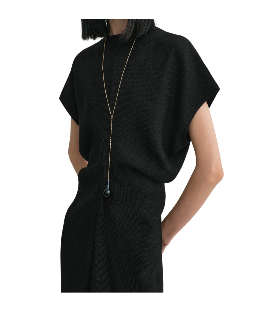 Totême Toteme Black Woven Dress With Loose Waist