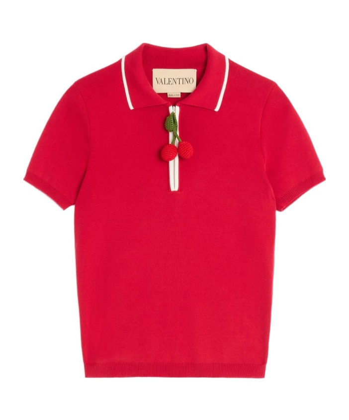 Valentino Top En Coton Avec Cerises En Crochet Femme Paris L In Paris/ivory Coast