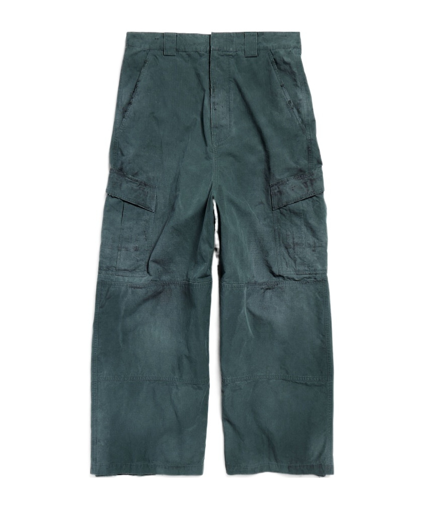 Balenciaga Cotton Oversized Cargo Trousers In Green
