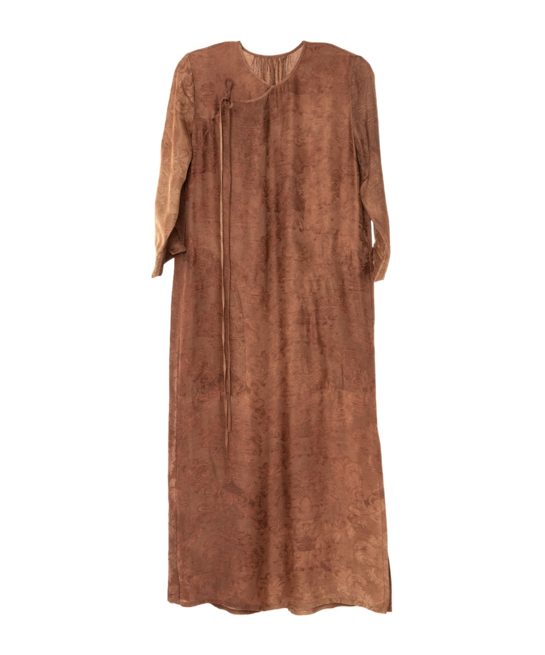 Uma Wang Agina Tie-fastening Patterned Dress In Gray