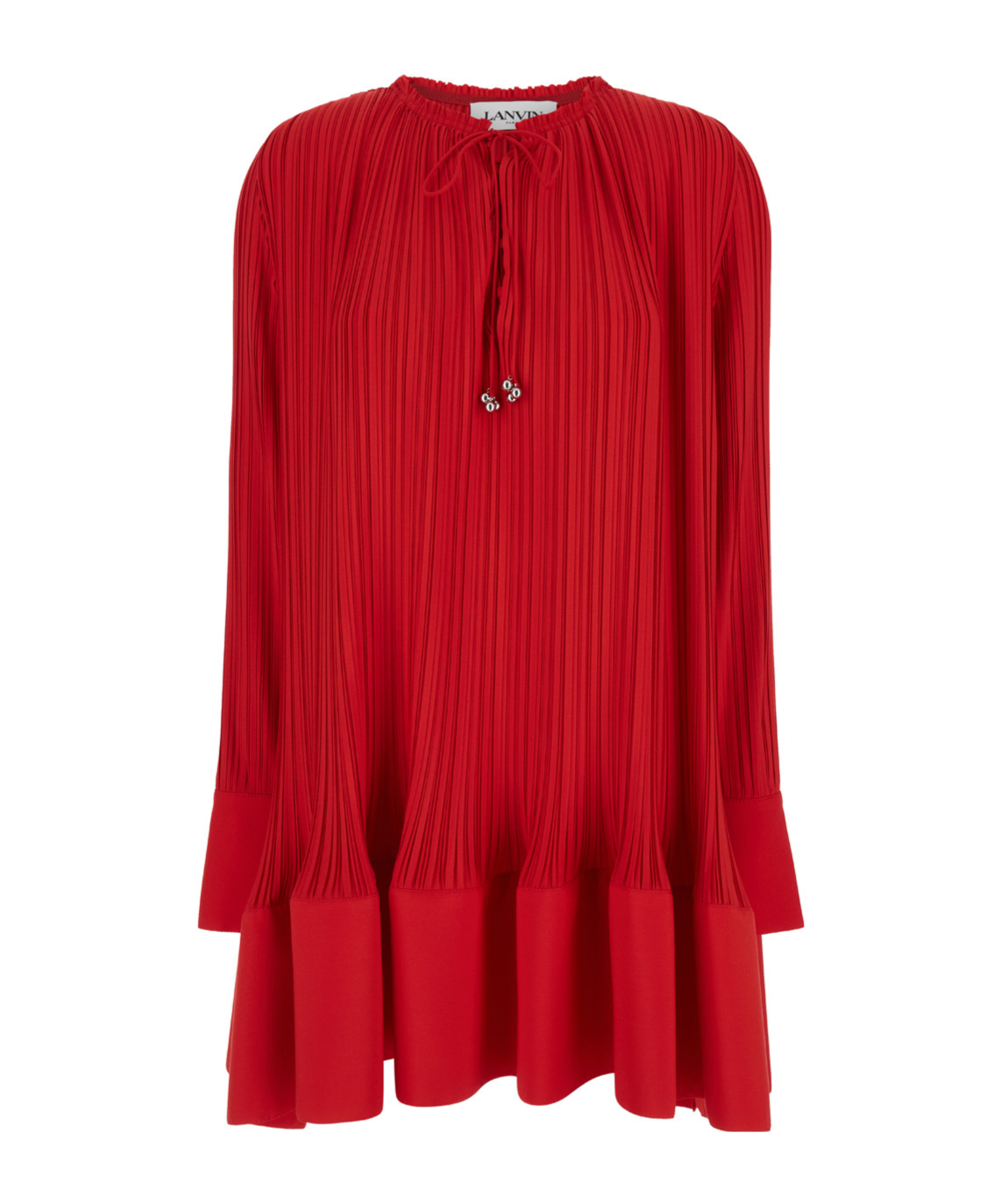 Lanvin Short Dress With Red Pleated Effect In Red