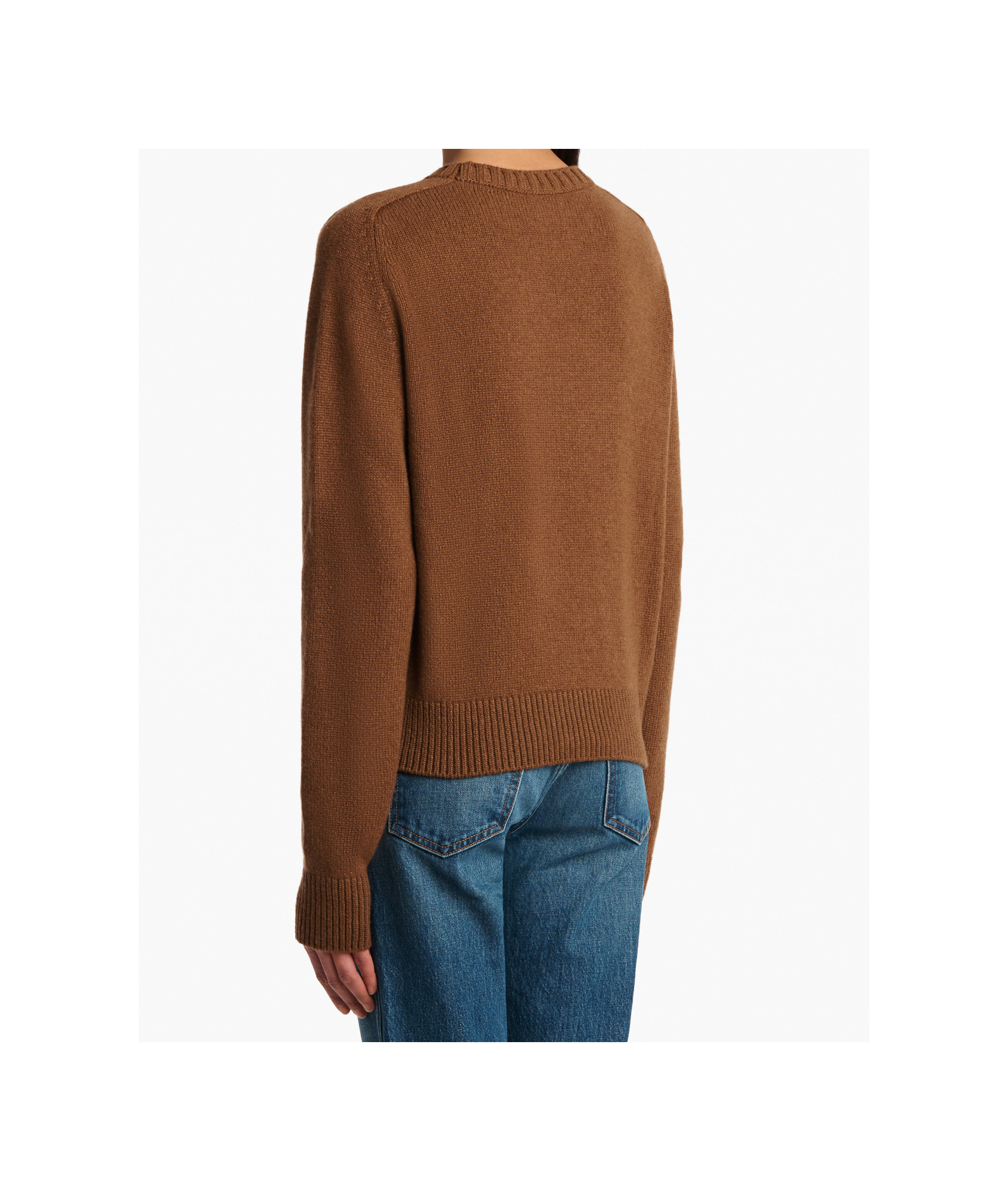 Khaite Nera Crew-neck Long-sleeve Sweater In Brown