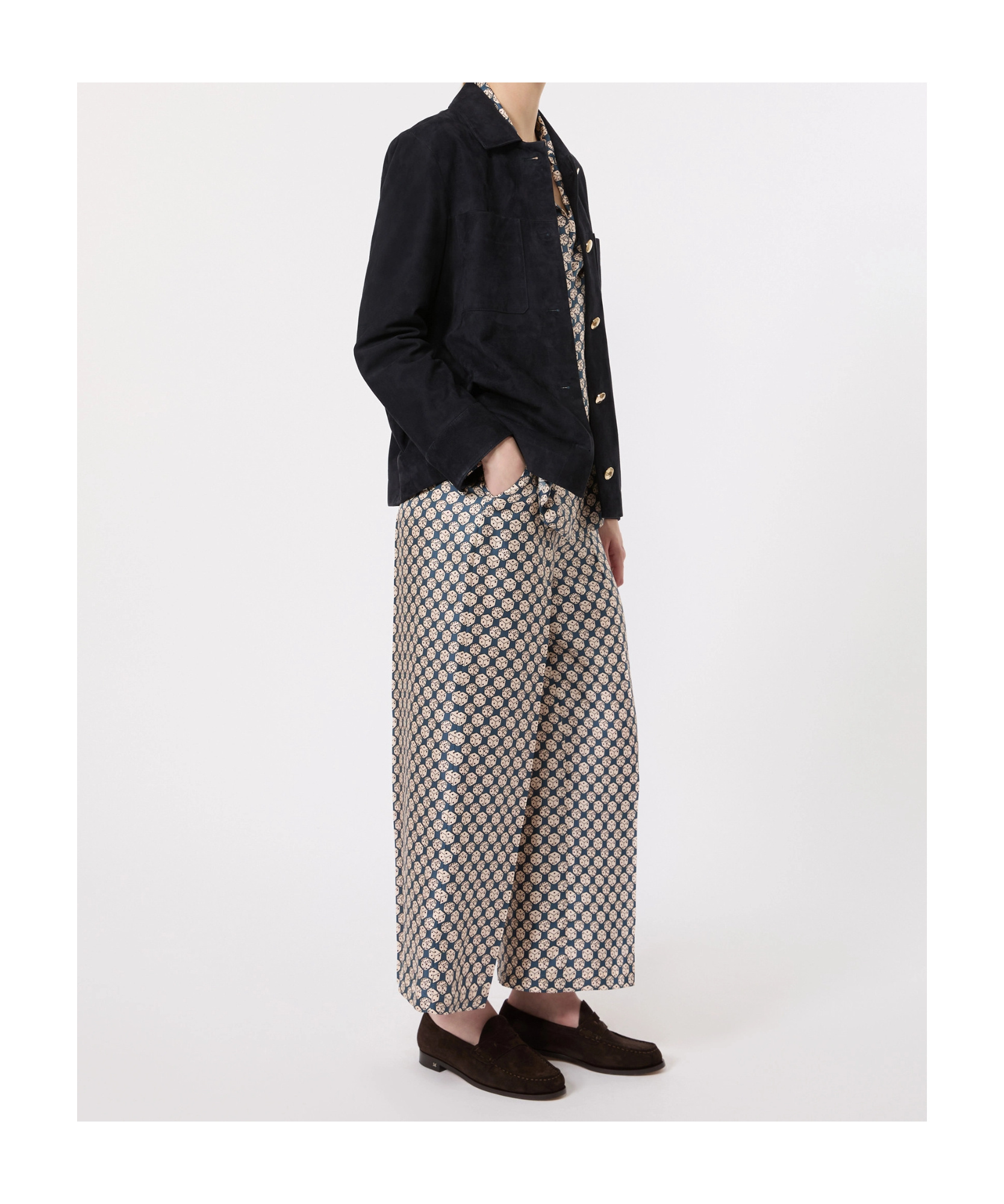 Max Mara Printed Silk Pyjama-style Shirt In Blue