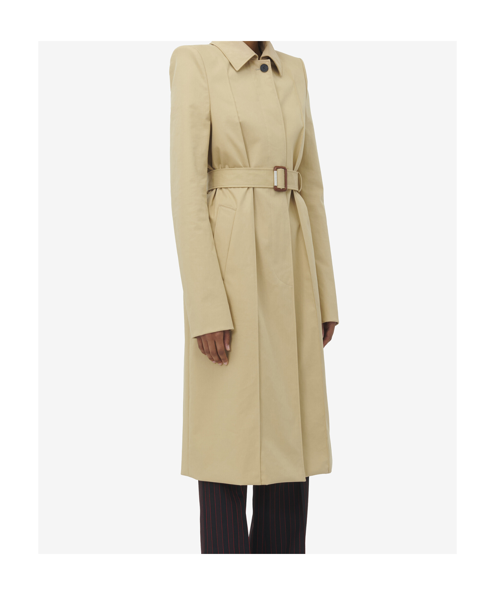 Alexander Mcqueen Belted Trench Coat In Nude