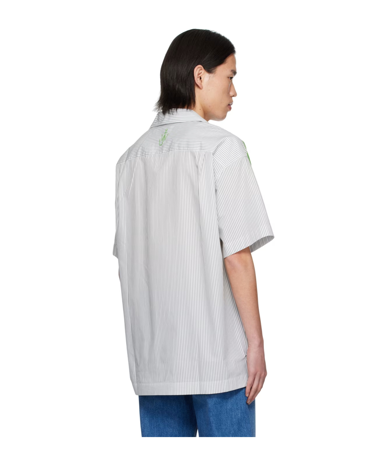 Jw Anderson Clay Trompe L'oeil Print Short Sleeve Shirt Light Grey/green In Green