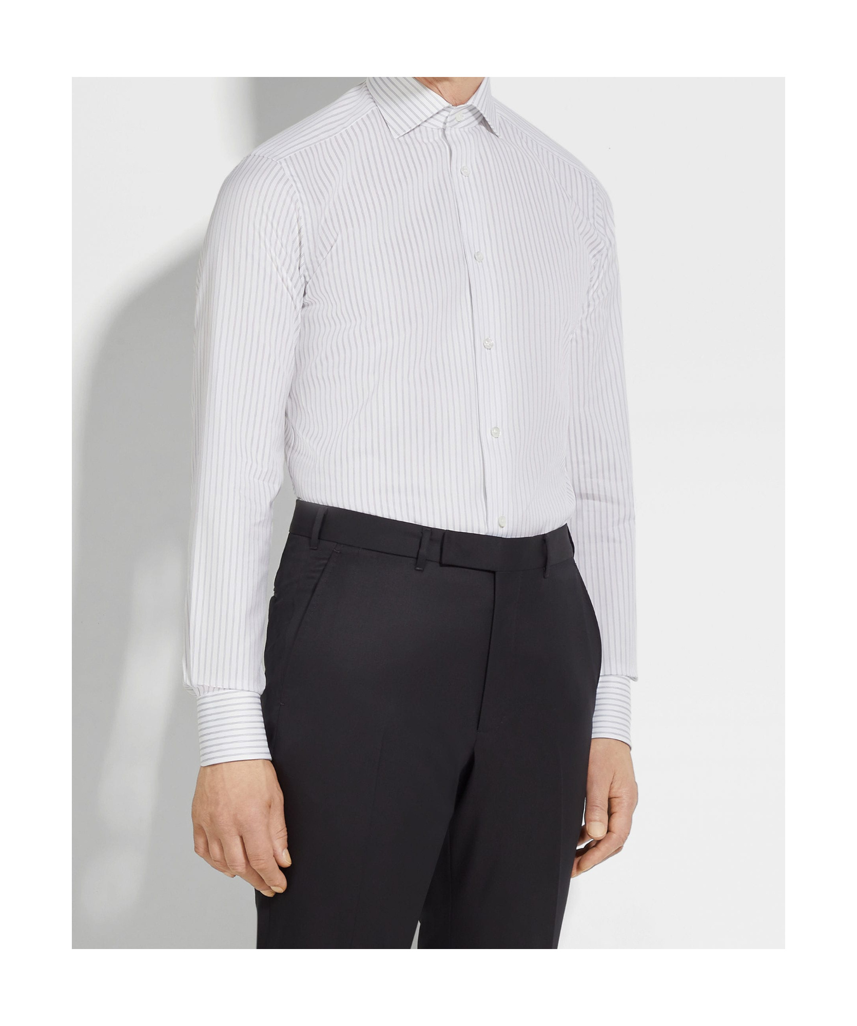 Zegna Centoventimila Striped Cotton Shirt In White