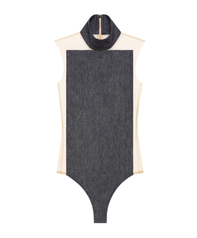 Shop Courrèges Sleeveless Stand Collar Bodysuit