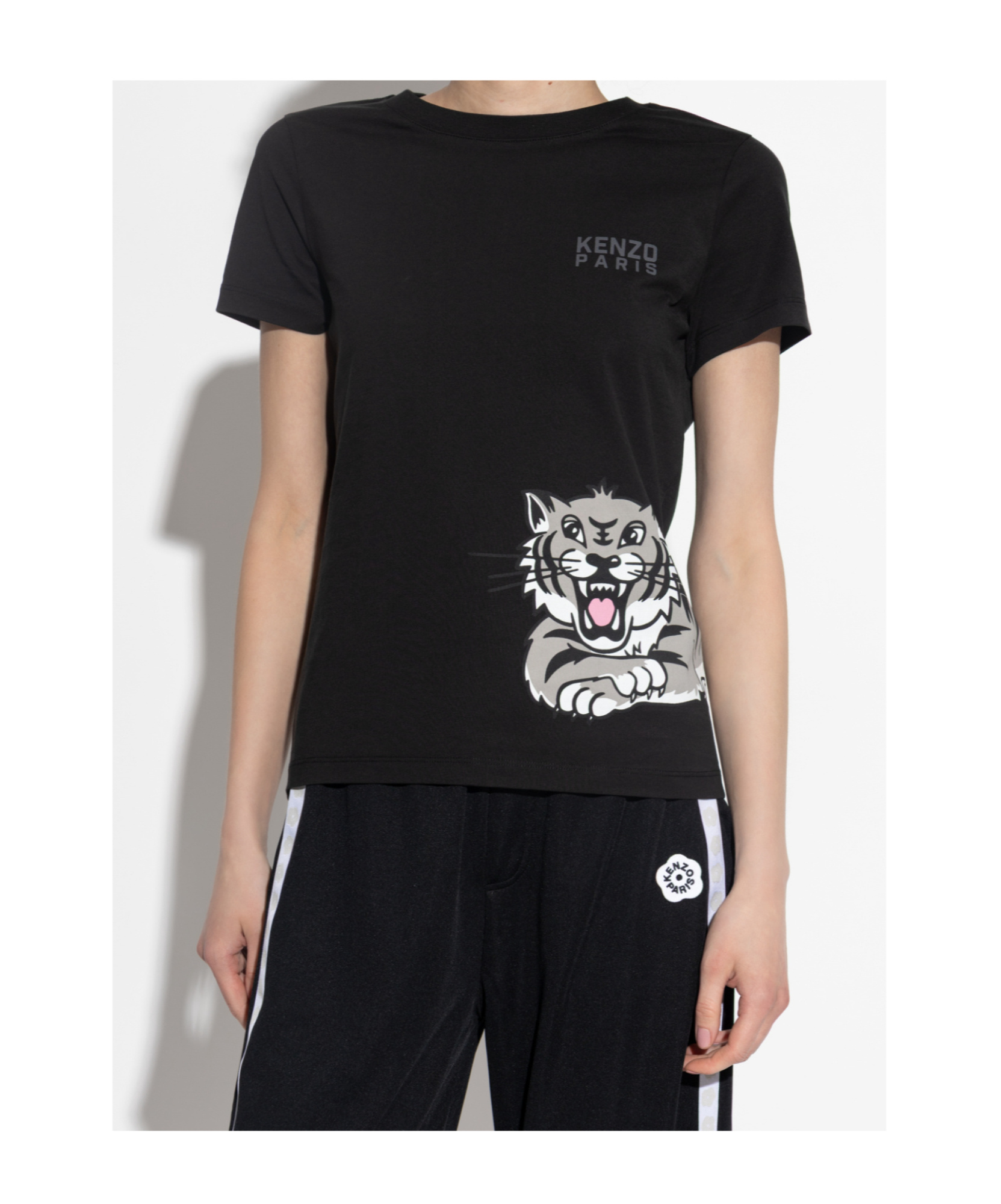 Kenzo Graphic Crew Neck Top With Short Sleeves In Black
