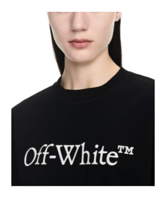 Off-white Oversized Black T-shirt With Contrasting Logo Print In Cotton Man In Black