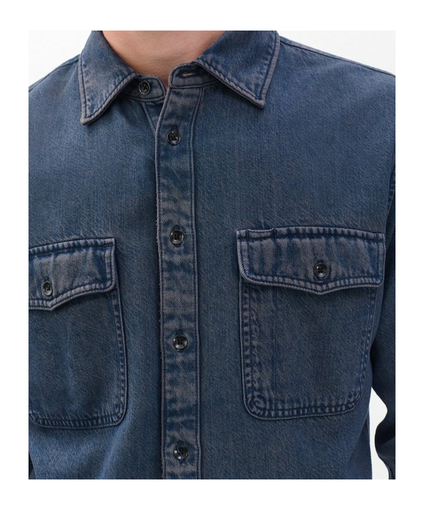 Rag & Bone Long-sleeved Denim Shirt In Blue