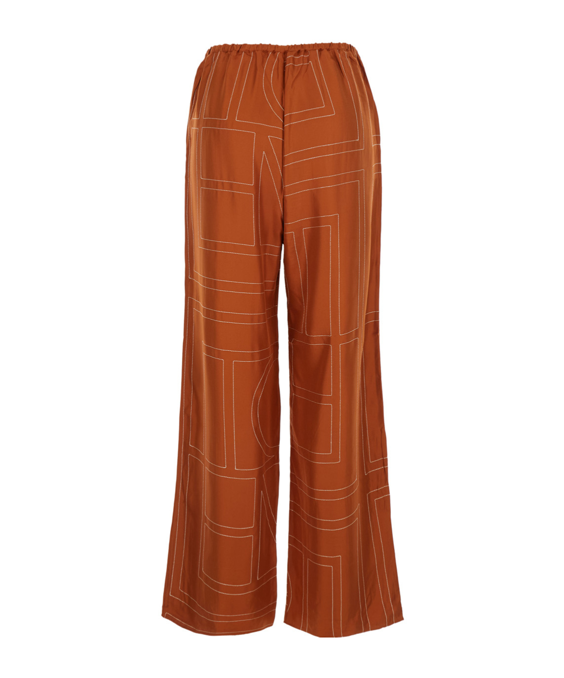 Totême Womens Contrast-stitch Silk Pyjama-style Bottoms Terracotta In Orange