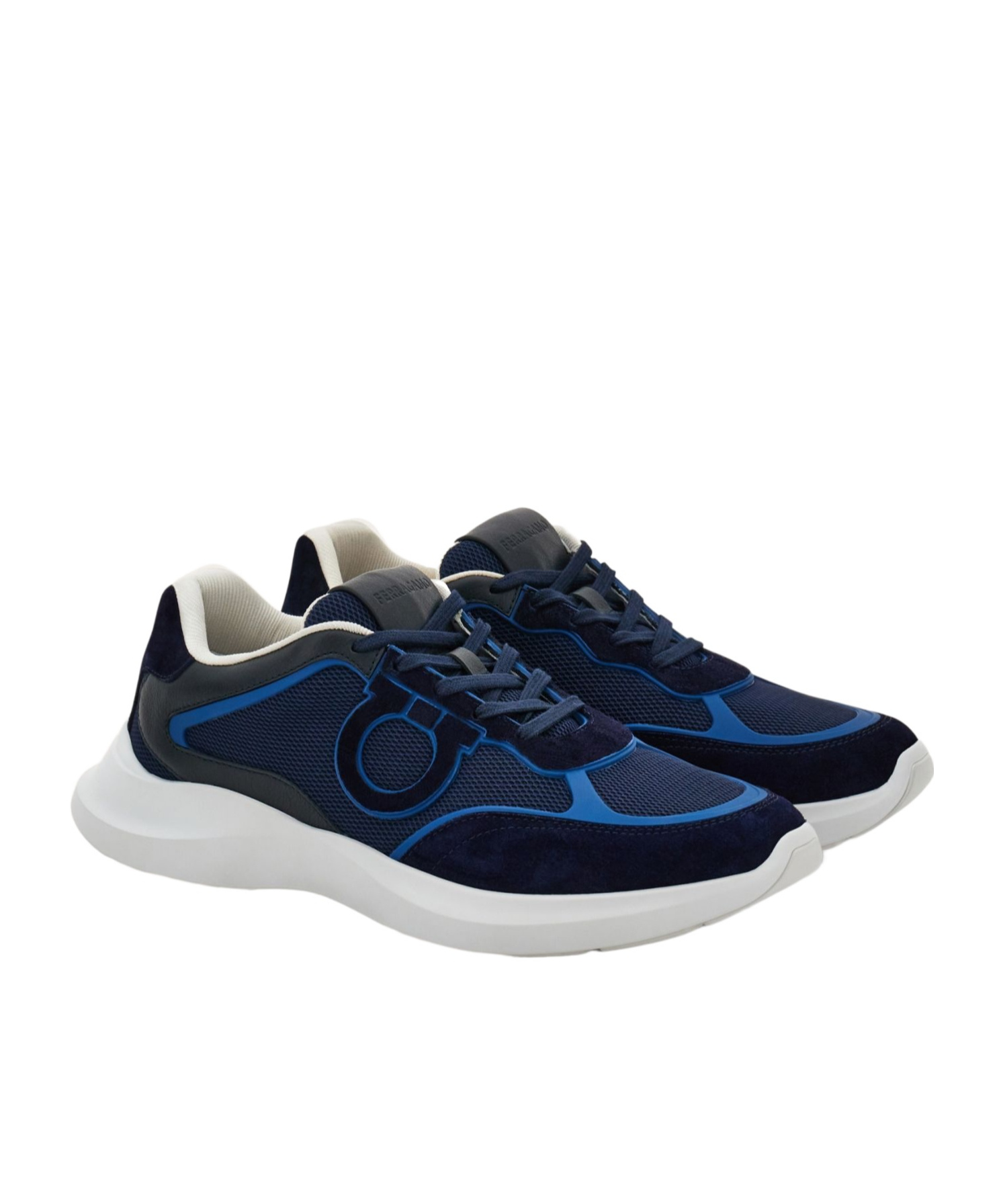 Ferragamo Low Top Sneaker With Gancini Ornament In Blue