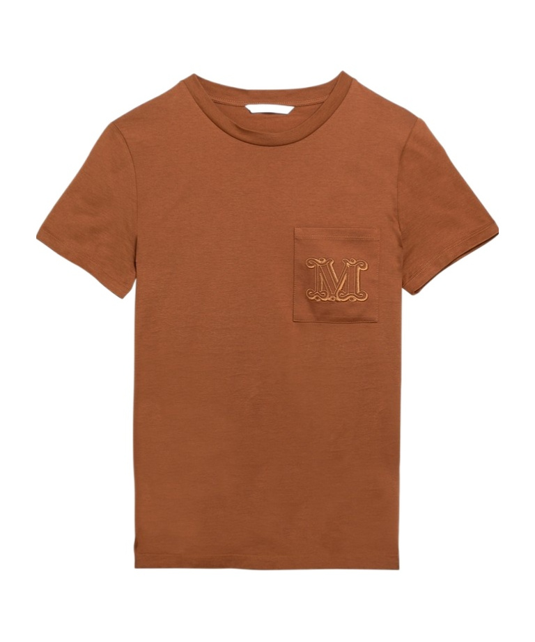 Max Mara Papaia Logo Embroidered T-shirt In Brown
