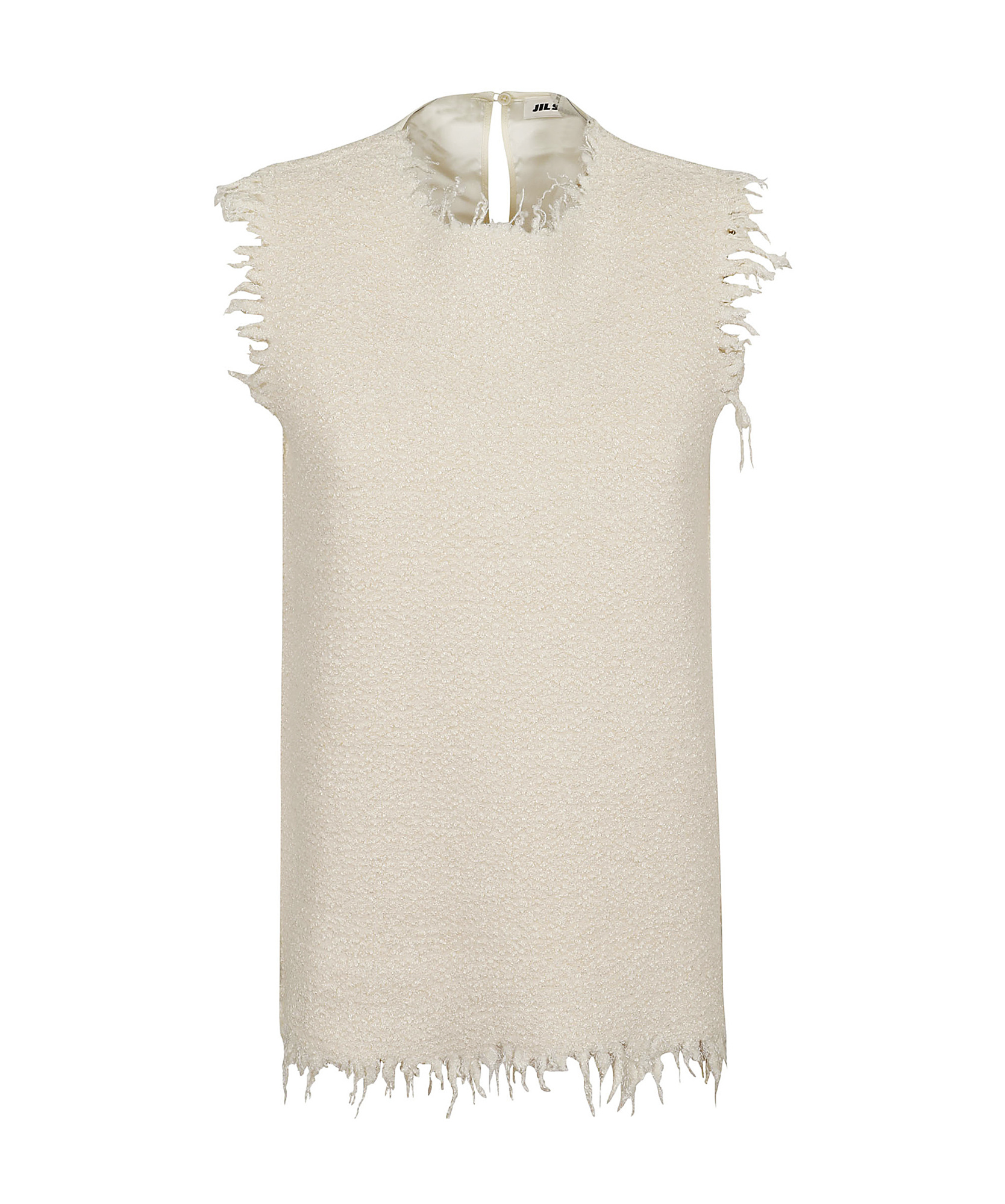 Jil Sander Sleeveless Knit Top With Frayed Edges And Keyhole Back In Nude