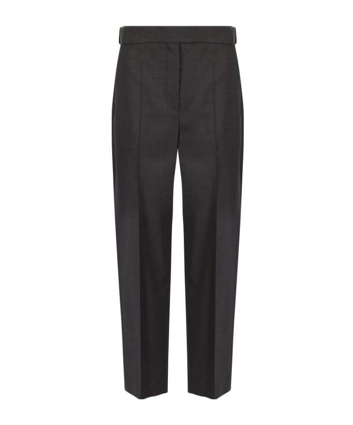 Brunello Cucinelli Wool High Waist Trousers With Bead Detail In Black