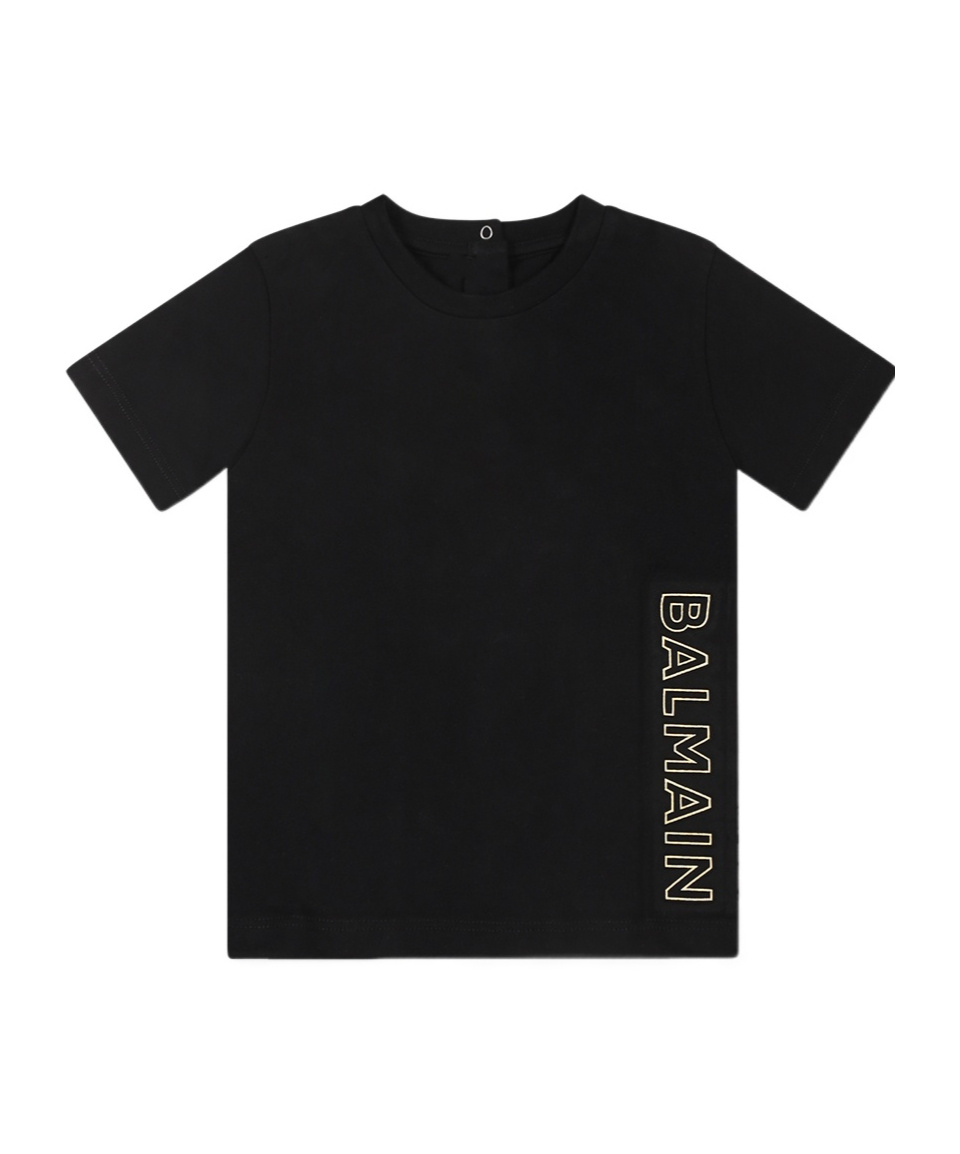 Shop Balmain Logo-embossed T-shirt In Black