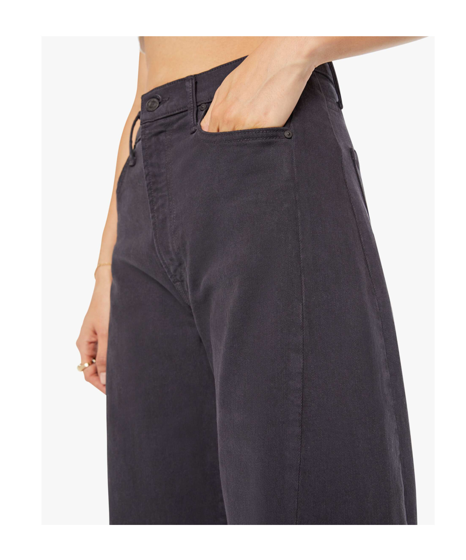Mother The Half Pipe Flood High Waist Barrel Jeans In Black
