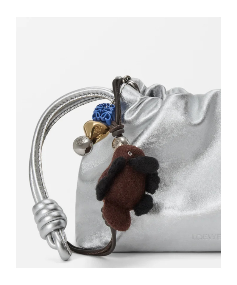 Loewe Leather-trimmed Wool Bag Charm In Brown