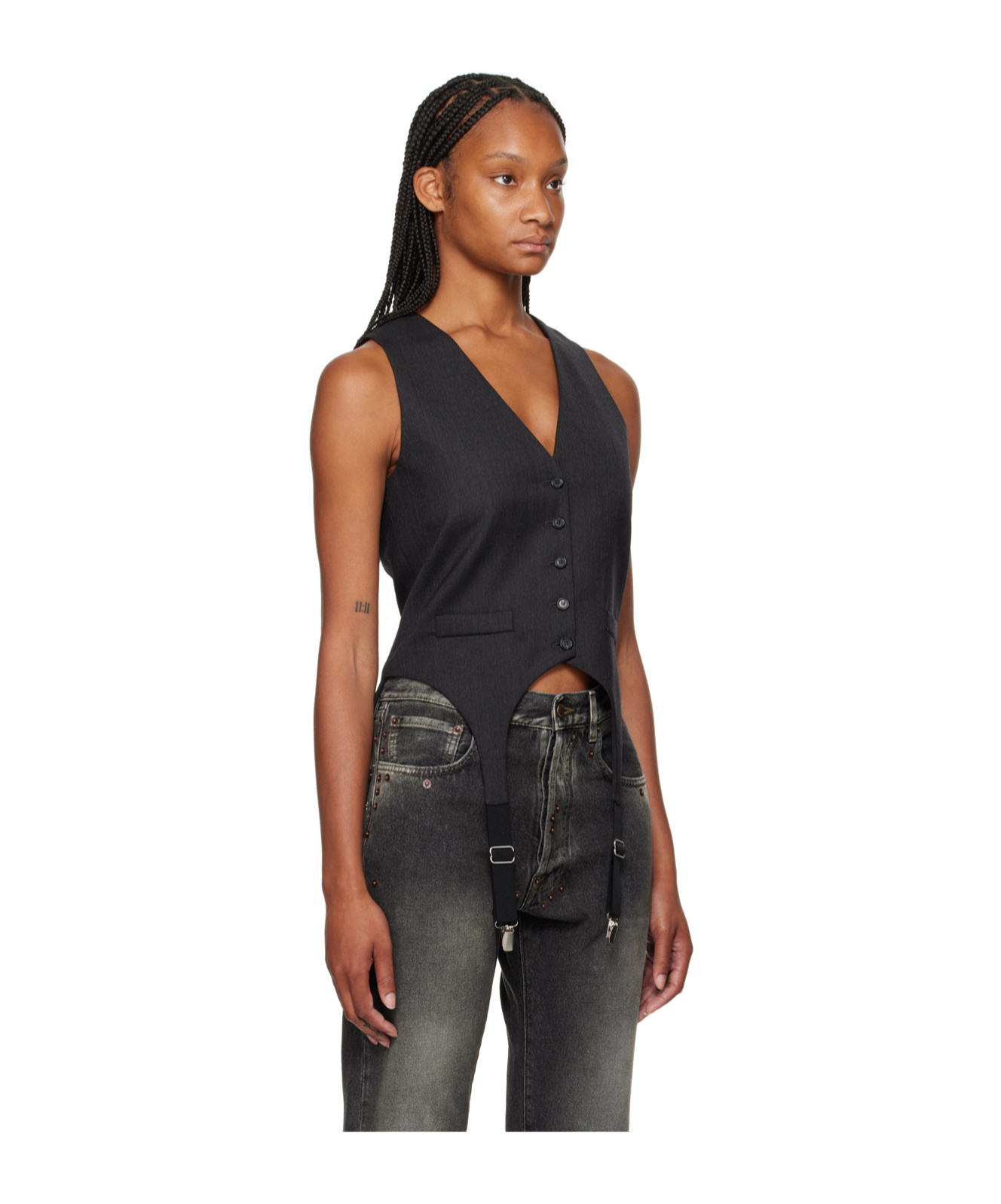 Moschino Gray Garter Vest In Black