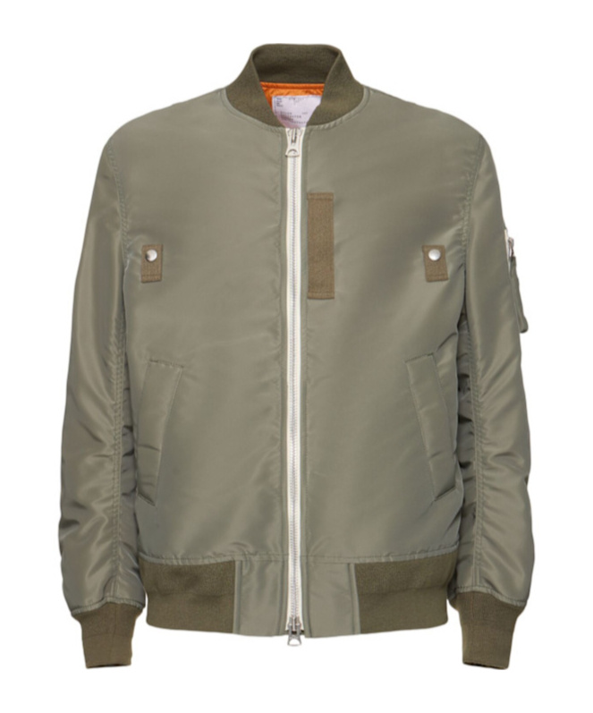 Sacai Khaki Nylon Twill Bomber Jacket