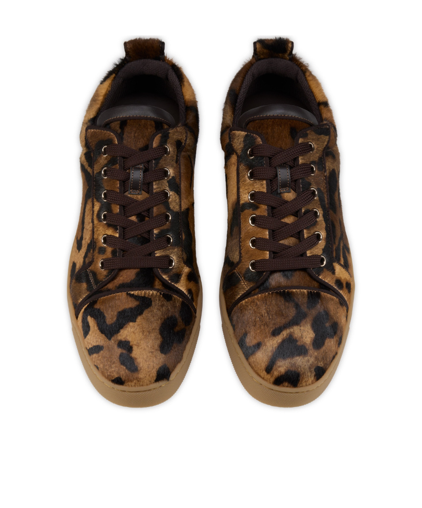 Christian Louboutin Men's Louis Junior Leopard-effect Low-top Sneakers In Brown