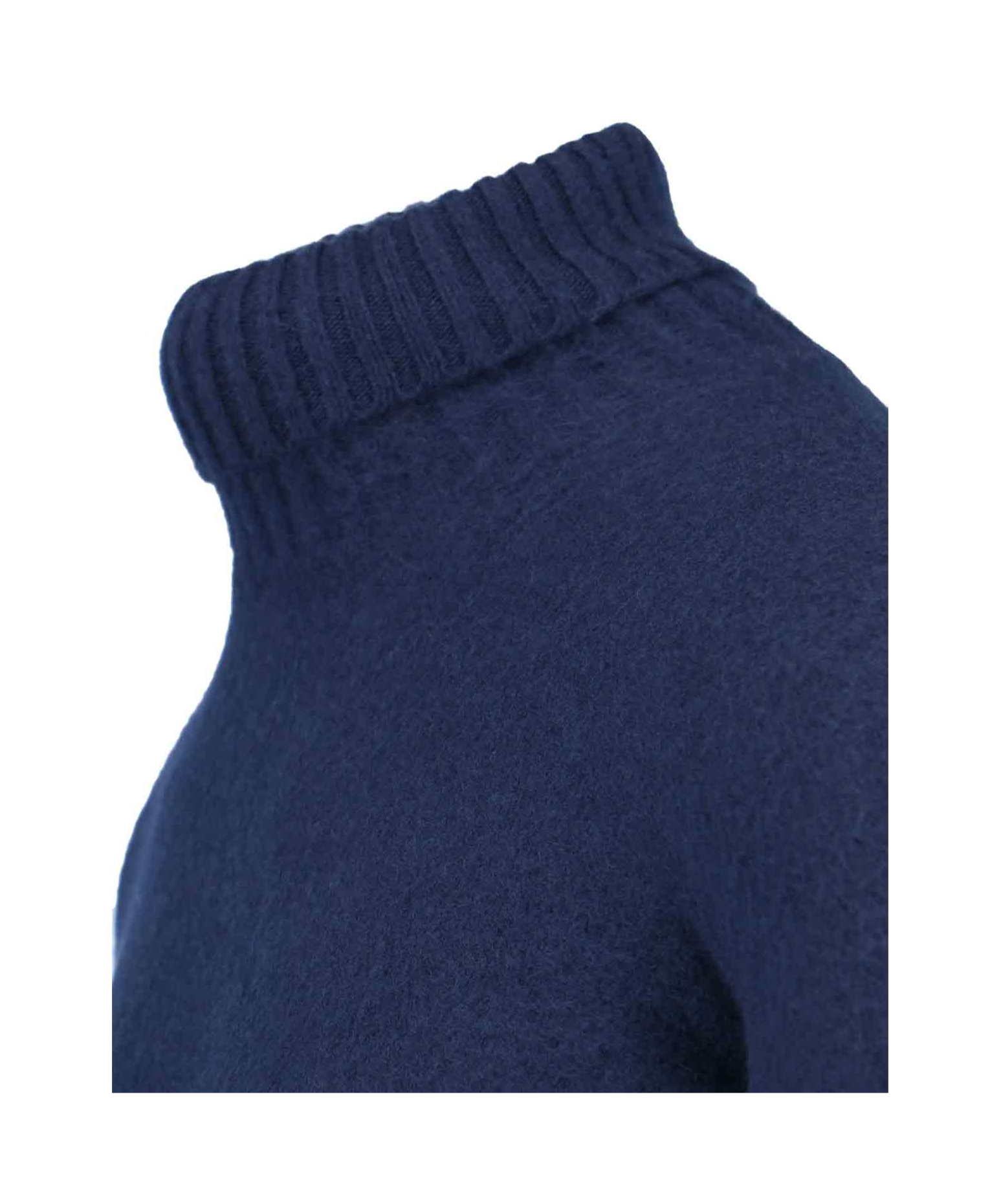 Drumohr Turtleneck Sweater In Blue Wool Navy Tones In Blue
