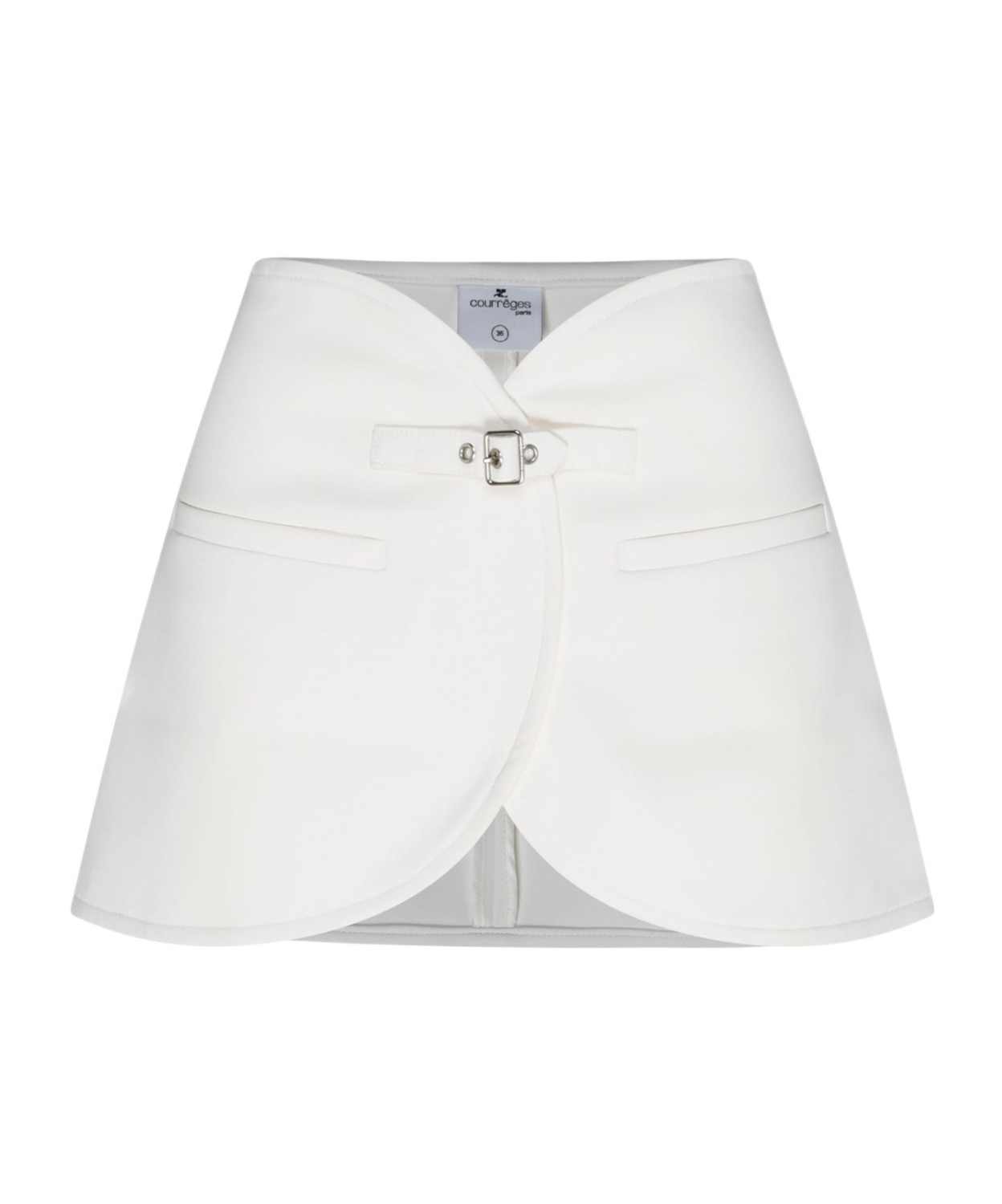 Courrèges Ellipse Buckled Curved Miniskirt In White