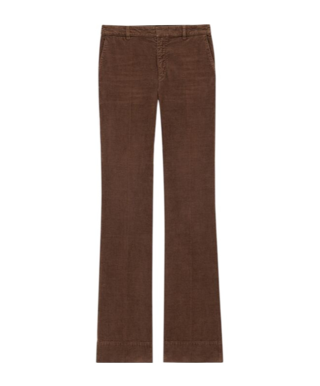 Shop Saint Laurent Bootcut Pants In Corduroy In Brown