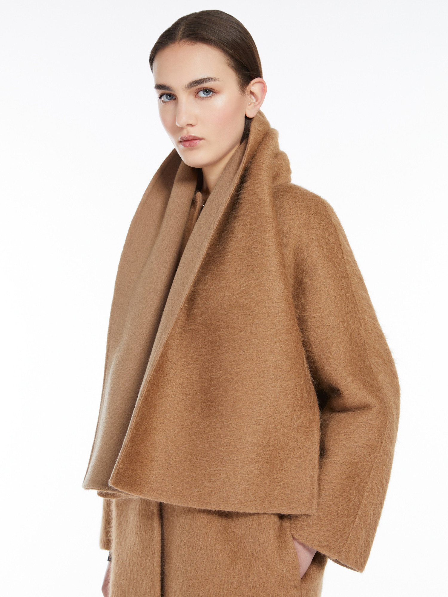 MAX MARA ALPACA WOOL AND WOOL COAT WITH A SCARF