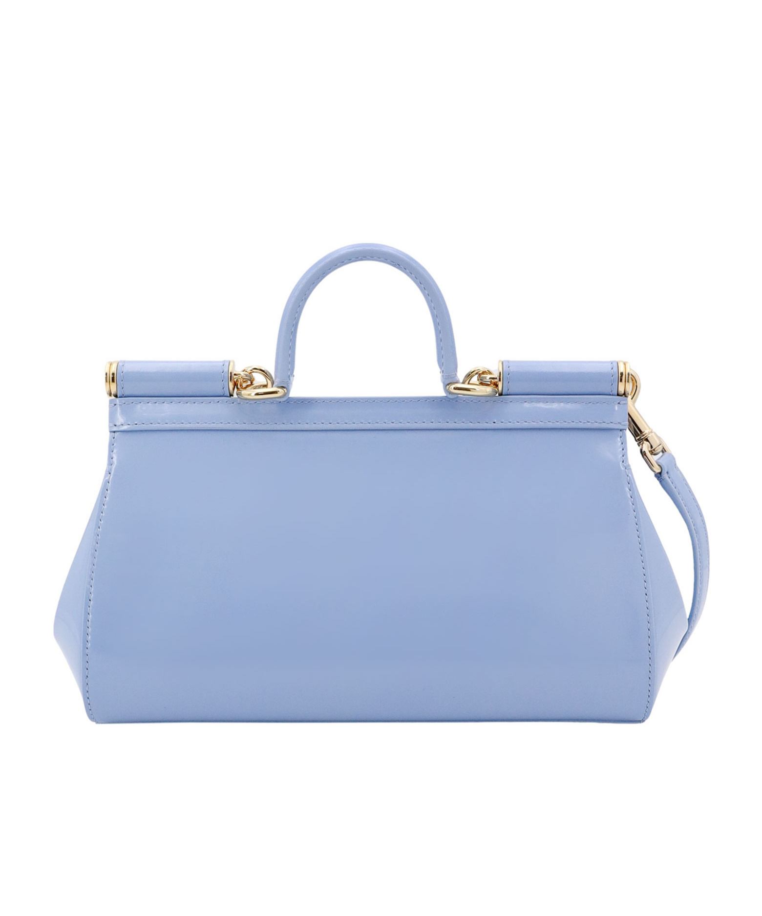 Dolce & Gabbana Light Blue Sicily Patent Small Satchel Bag In Blue